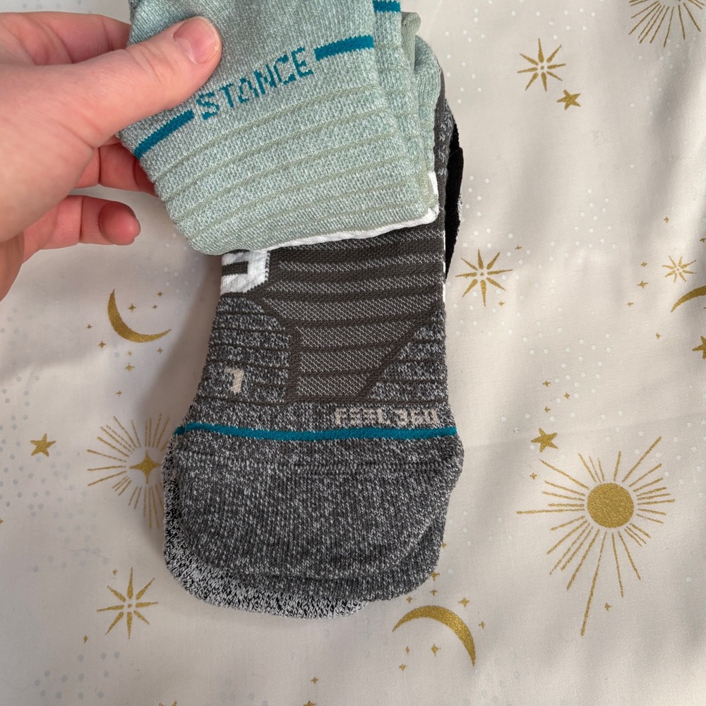 Stance 3-Pack Men's Performance Socks - Gray and Black and Green - Picture 2 of 4